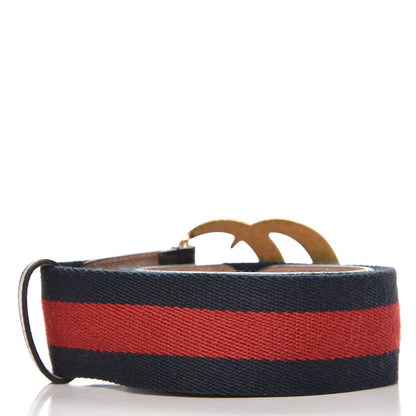 Gucci Nylon Calfskin Double G Web 40mm Belt 85 34 Blue Red Black 3 of 5
