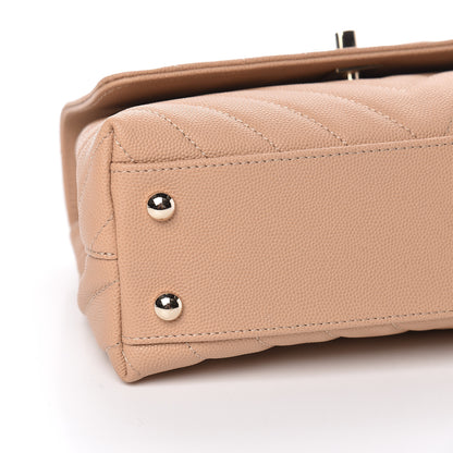 Chanel Caviar Chevron Quilted Mini Coco Handle Flap Beige 8 of 10