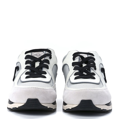 Chanel Mesh Suede Calfskin Womens CC Sneakers 40 White Silver Light Grey 2 of 8