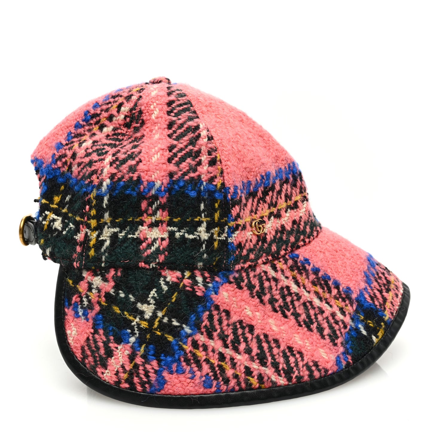 Wool Tweed Wide Brim Hat Blue Pink Black