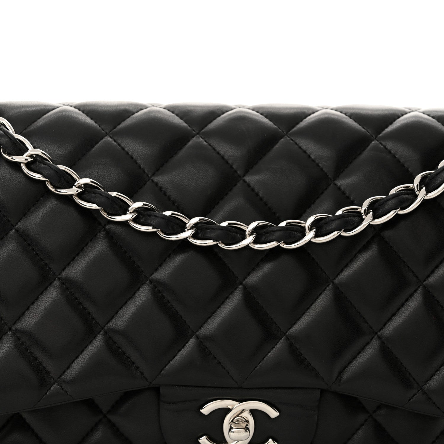 Chanel Lambskin Quilted Jumbo Double Flap Black 8 of 17