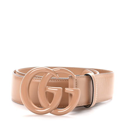 Gucci Azalea Calfskin Enamel Monochrome Double G 40mm Belt 80 32 Camelia 1 of 5