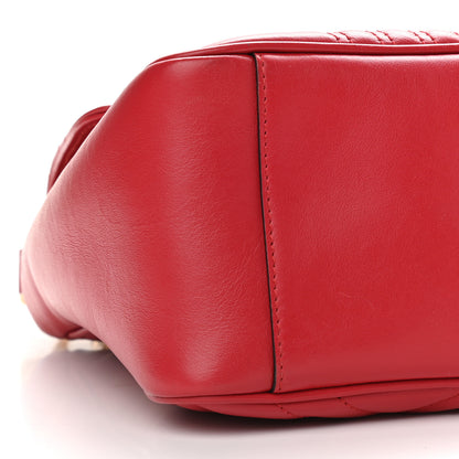 Gucci Calfskin Matelasse Small GG Marmont Top Handle Shoulder Bag Hibiscus Red 8 of 9