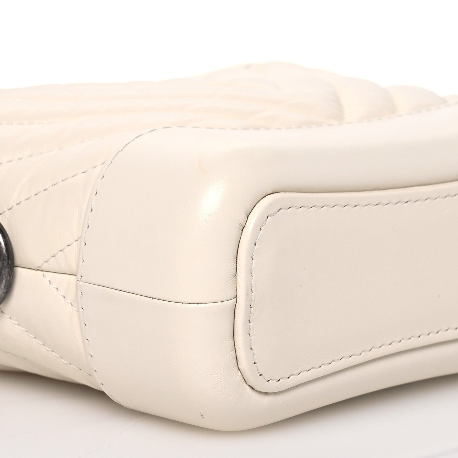 Chanel Aged Calfskin Chevron Quilted Small Gabrielle Hobo White 9 of 13