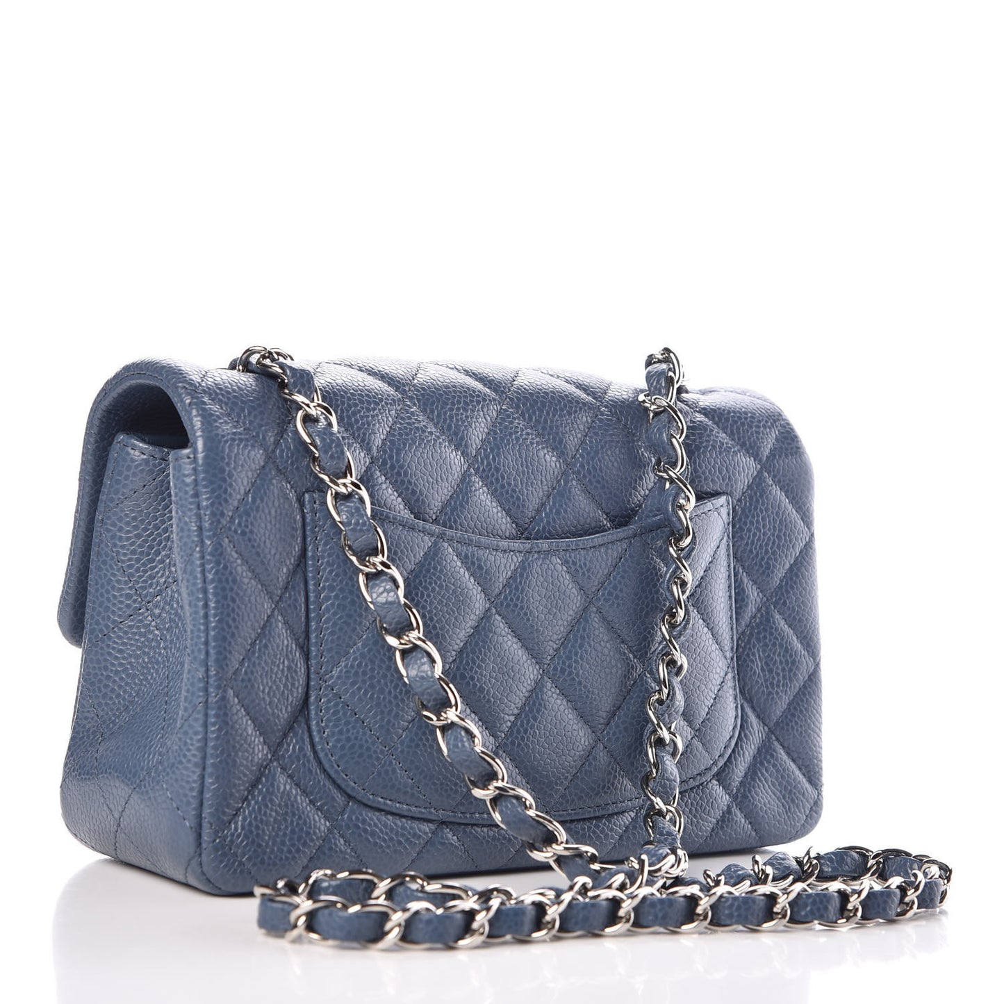 Caviar Quilted Mini Rectangular Flap Blue