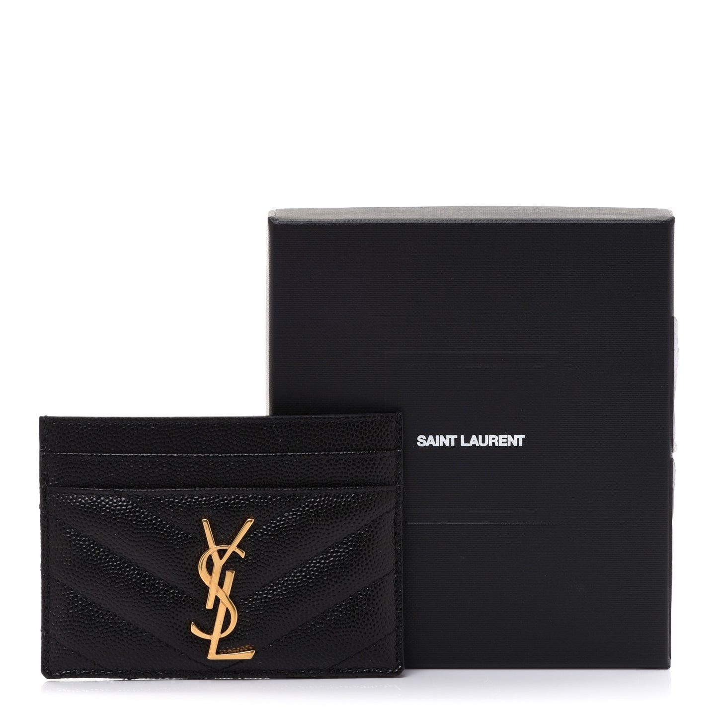 Grain De Poudre Matelasse Chevron Monogram Credit Card Case Black