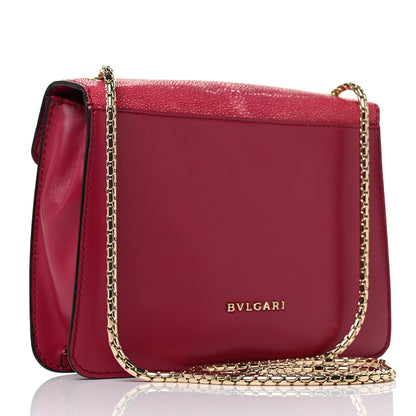 Bulgari Calfskin Galuchat Serpenti Forever Crossbody Bag Red 3 of 8