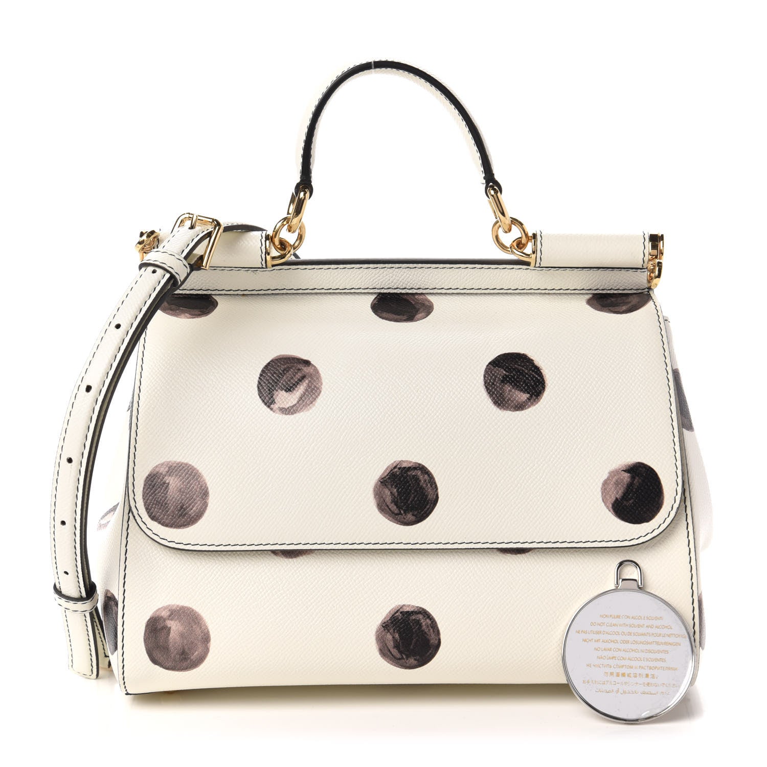 Dolce & Gabbana Vitello Polka Dot Medium Miss Sicily Satchel White 1 of 9