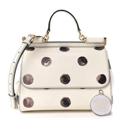 Dolce & Gabbana Vitello Polka Dot Medium Miss Sicily Satchel White 1 of 9
