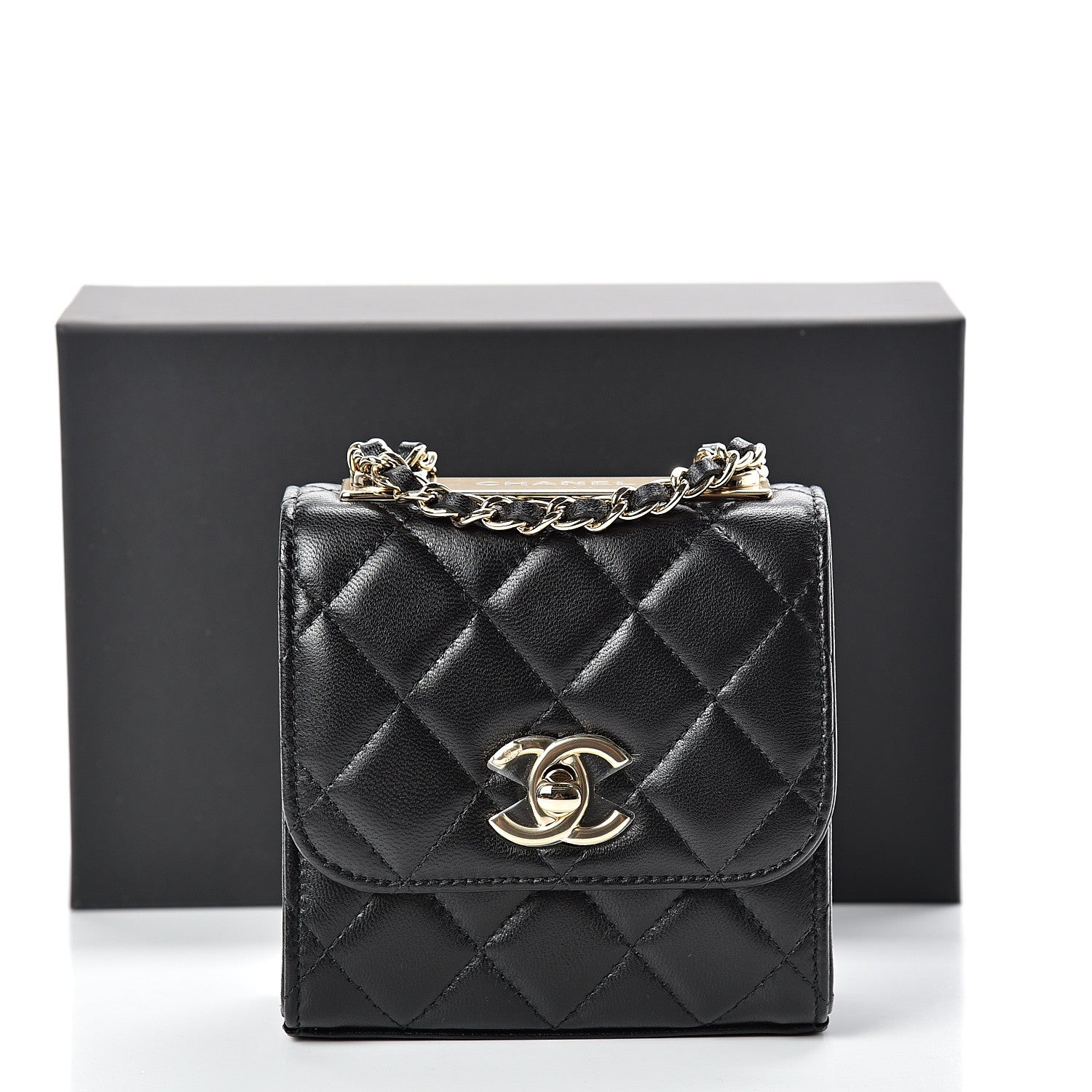 Chanel Lambskin Quilted Mini Trendy CC Chain Wallet Black 10 of 10