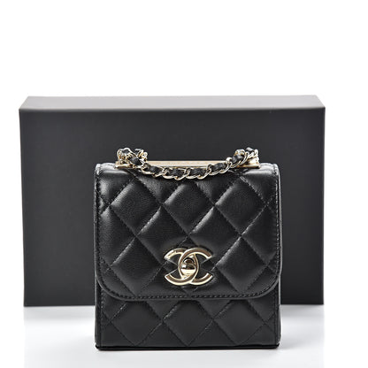 Chanel Lambskin Quilted Mini Trendy CC Chain Wallet Black 10 of 10