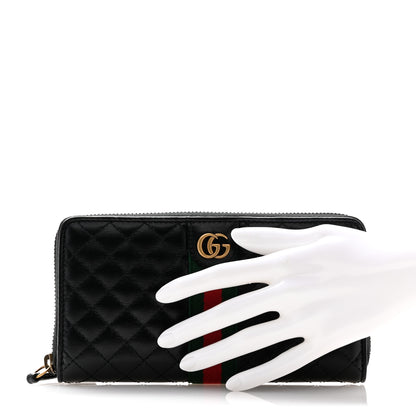 Gucci Calfskin Web Trapuntata GG Zip Around Wallet Black 2 of 8