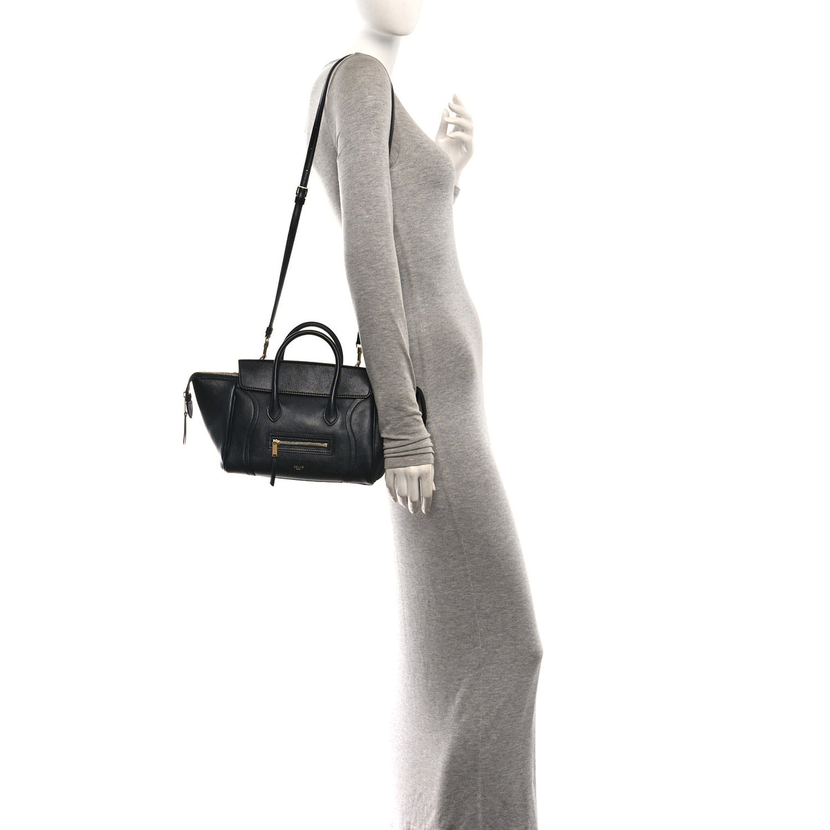 Celine Supple Shiny Lambskin Little New Luggage Black 2 of 10