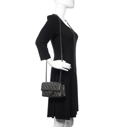 Chanel Metallic Calfskin Quilted Mini Rectangular Flap Charcoal Grey 2 of 13