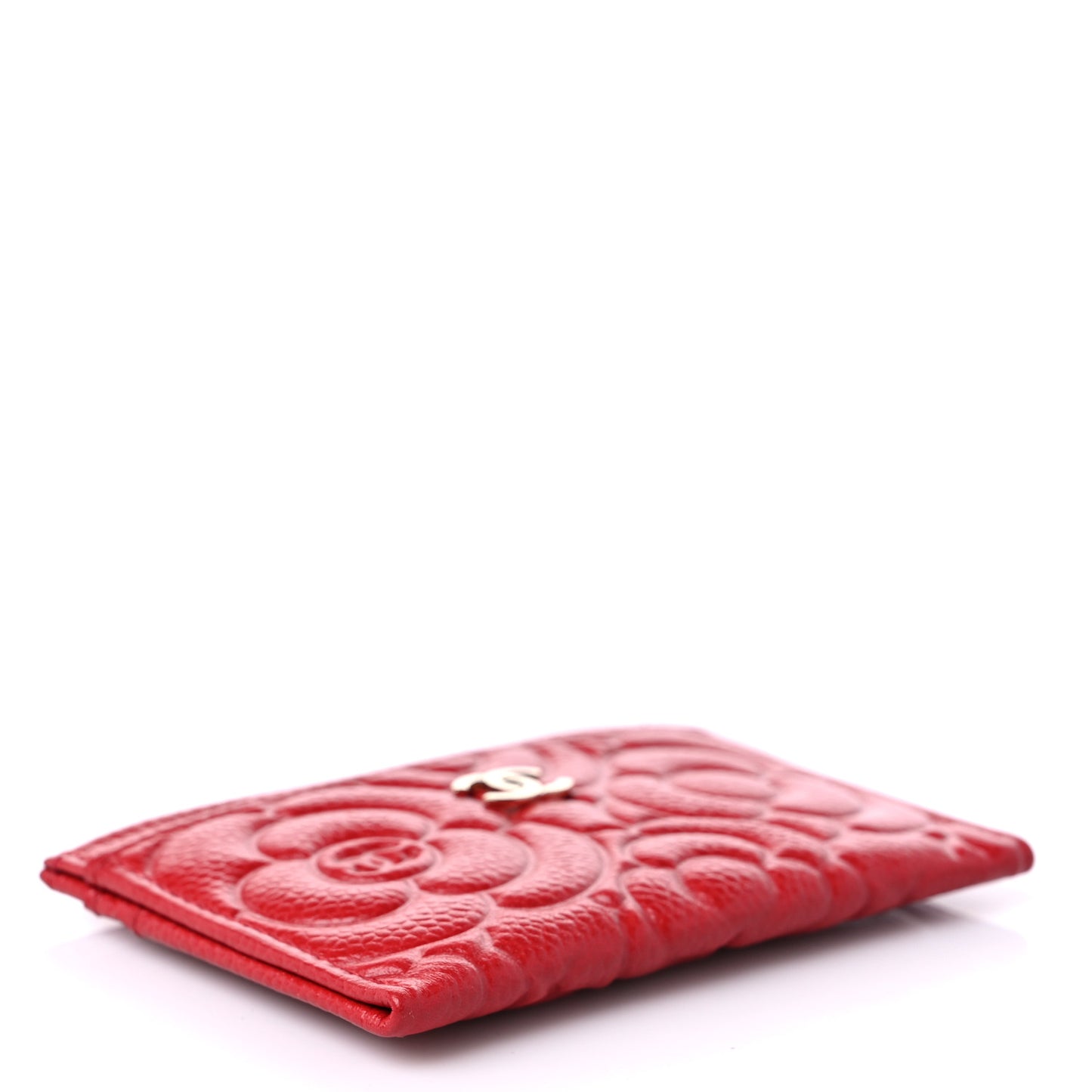 Caviar Camellia Embossed Card Holder Red