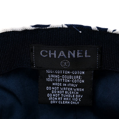 Chanel Cotton CC Coco Beach Cap Hat Navy Ivory 8 of 9