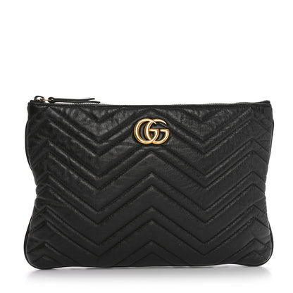 Gucci Azalea Calfskin Matelasse Heart GG Marmont Zip Pouch Black 1 of 10