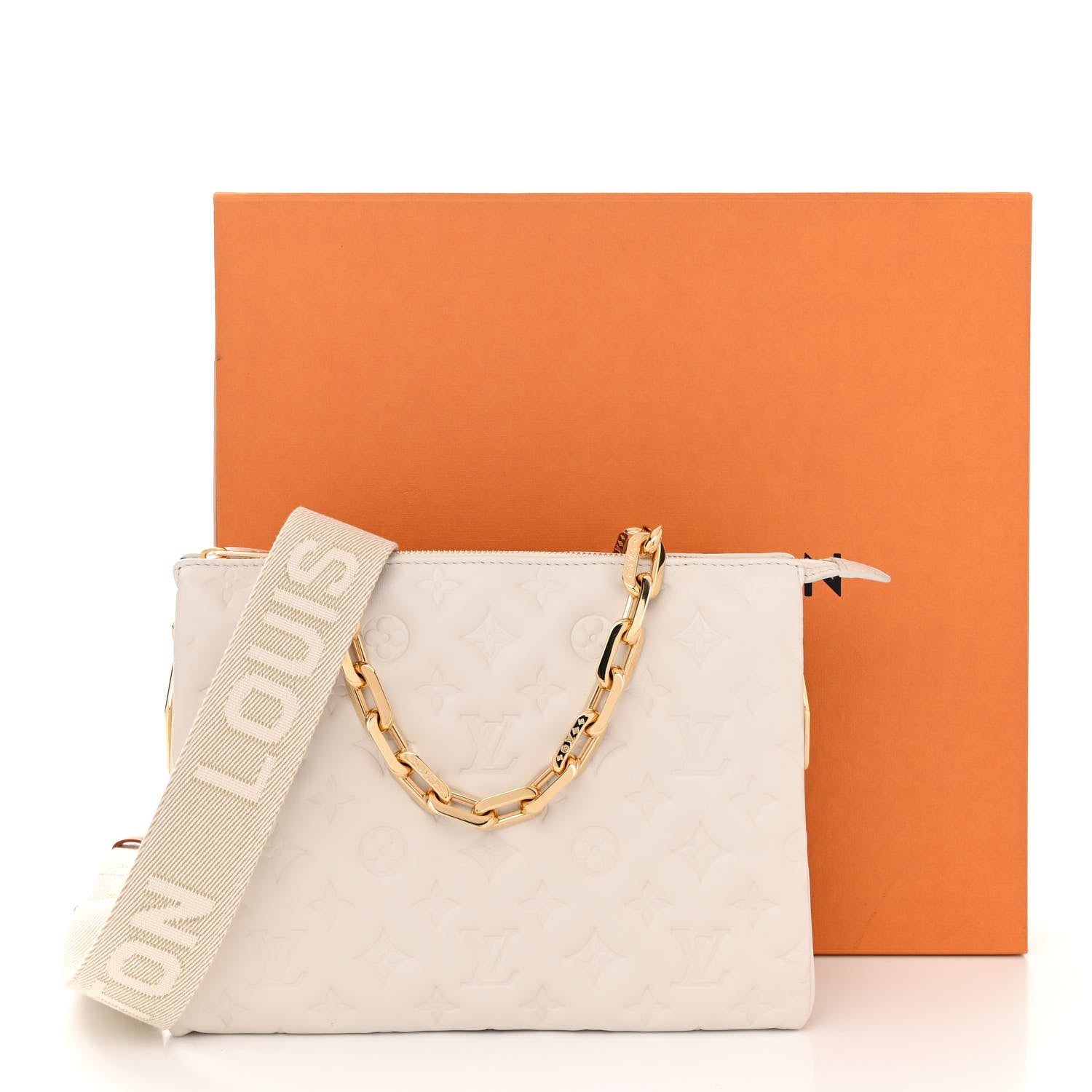Louis Vuitton Lambskin Embossed Monogram Coussin PM Beige Cream 10 of 10