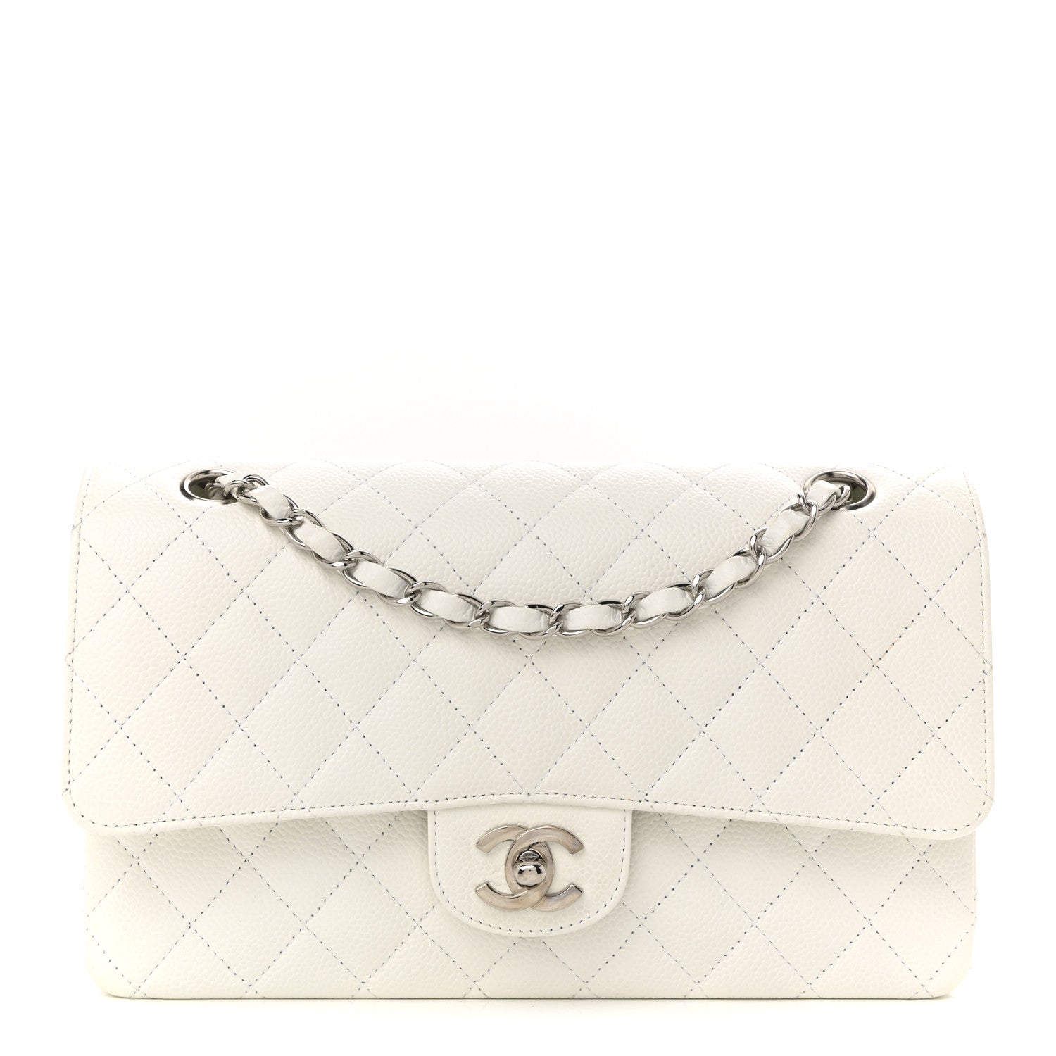 Chanel Caviar Quilted Medium Double Flap White 1 of 15