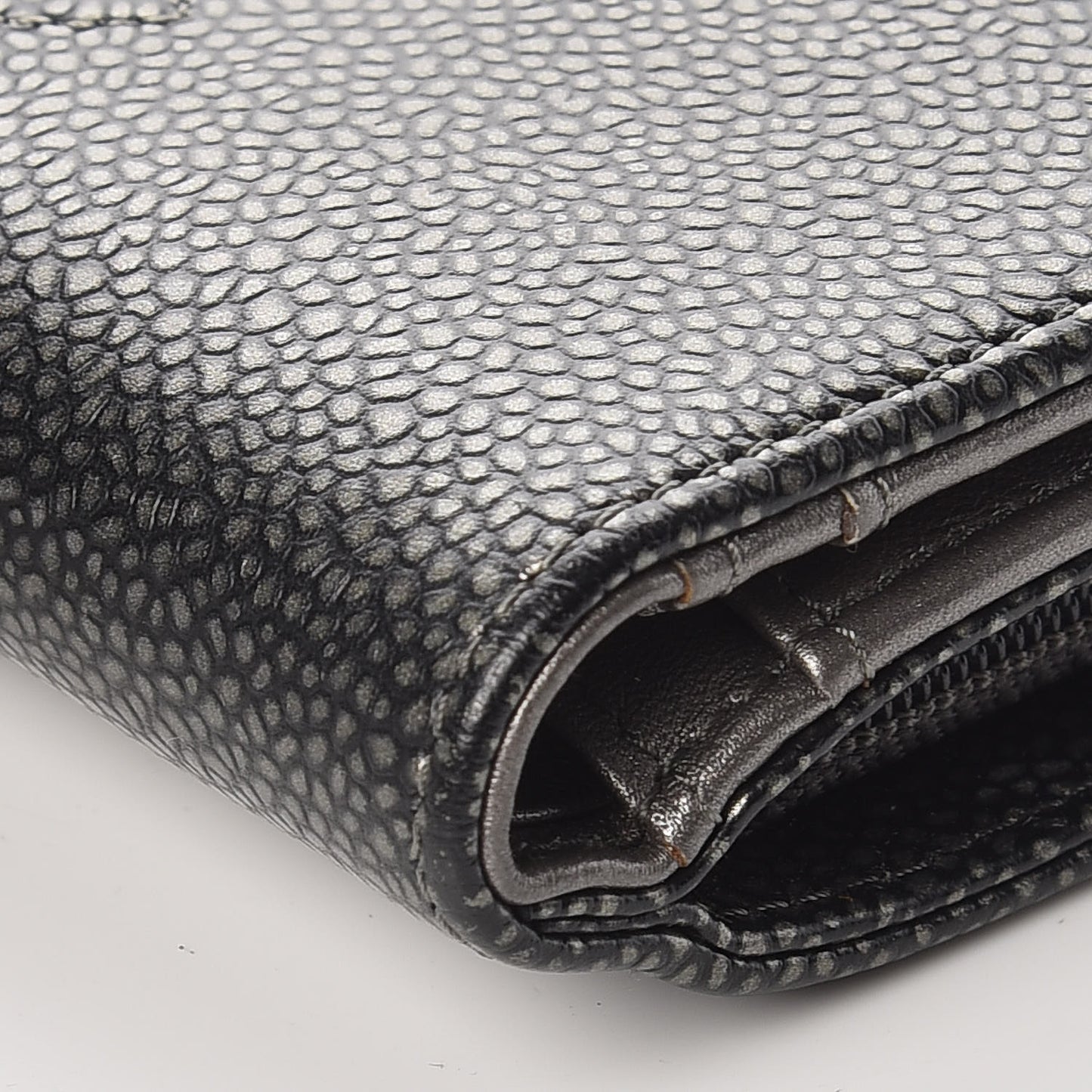 Caviar Timeless CC Zipped Pocket Wallet Dark Silver