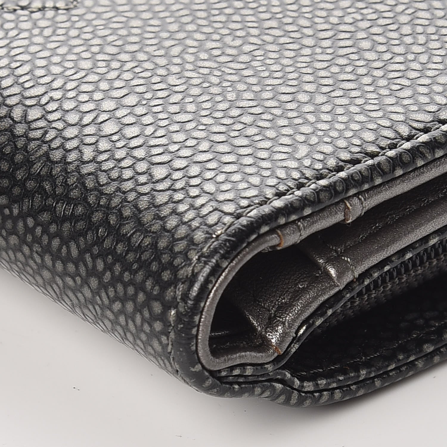 Chanel Caviar Timeless CC Zipped Pocket Wallet Dark Silver 6 of 13