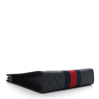 Gucci GG Supreme Monogram Selleria Calfskin Web New Web Cosmetic Case Black 4 of 9