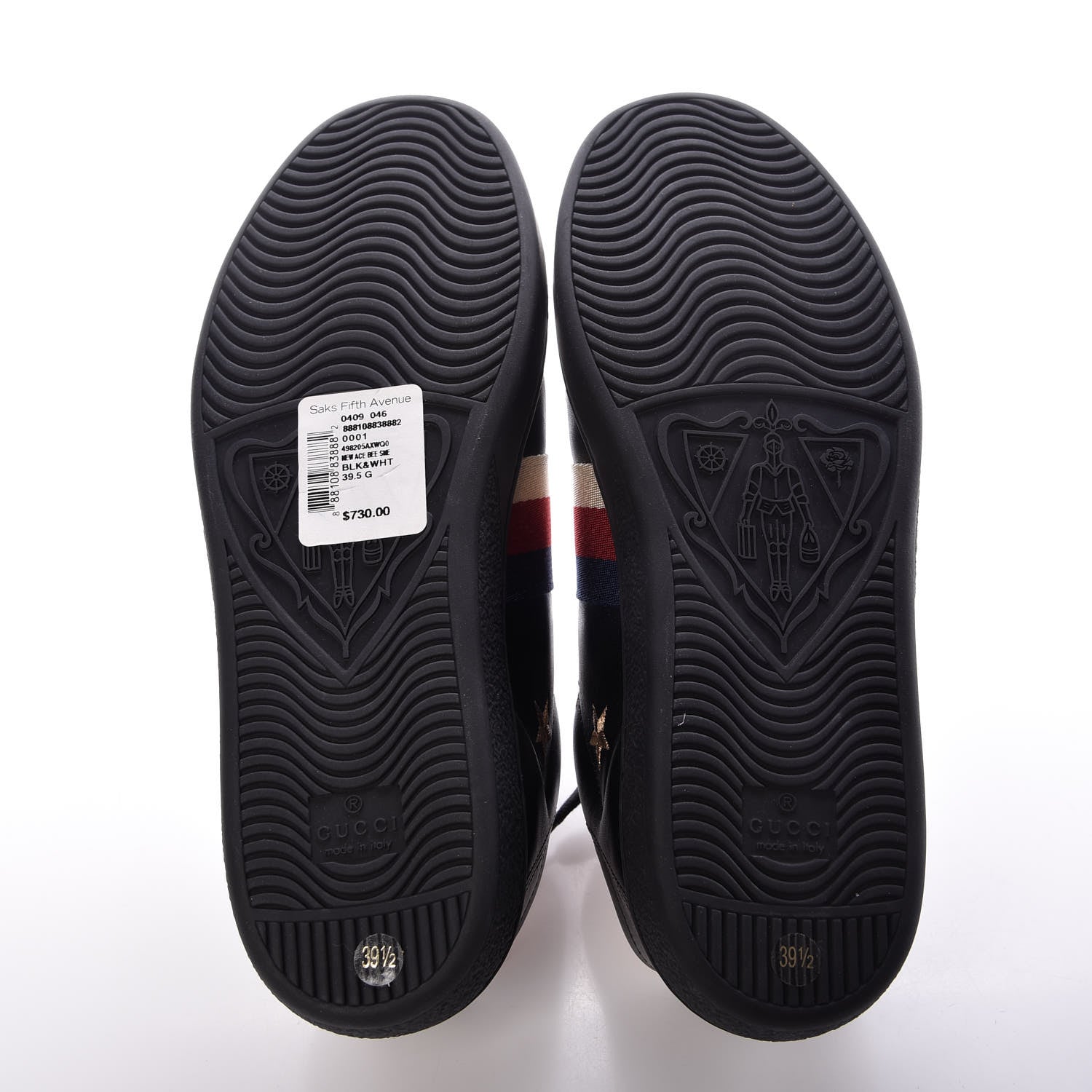 Gucci Calfskin Web Bee Star Embroidered Womens Sylvie Web Ace Sneakers 39.5 Black 5 of 10
