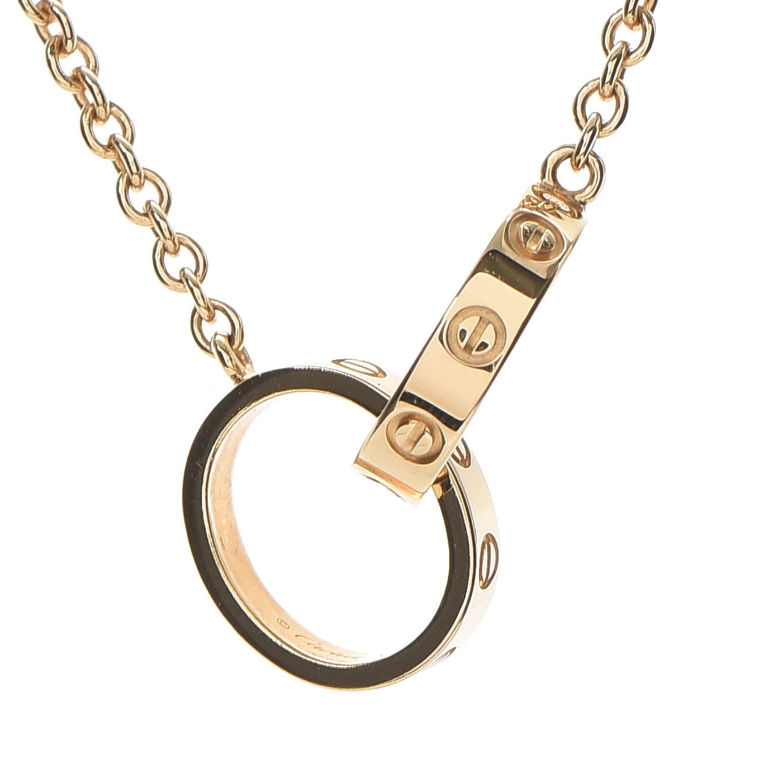 Cartier 18K Yellow Gold Interlocking LOVE Necklace 4 of 9