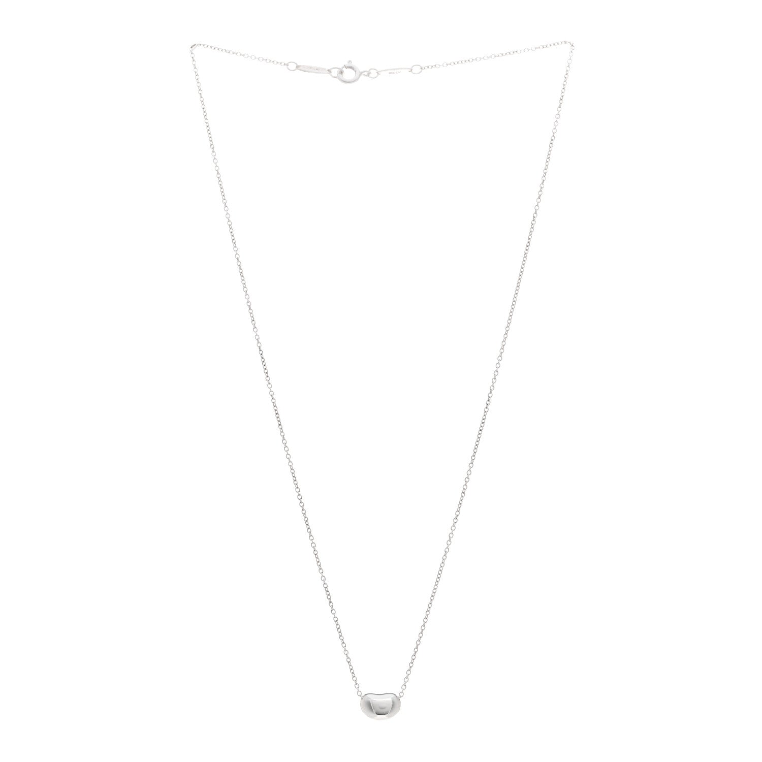 Tiffany Sterling Silver 9mm Elsa Peretti Bean Pendant Necklace 3 of 4
