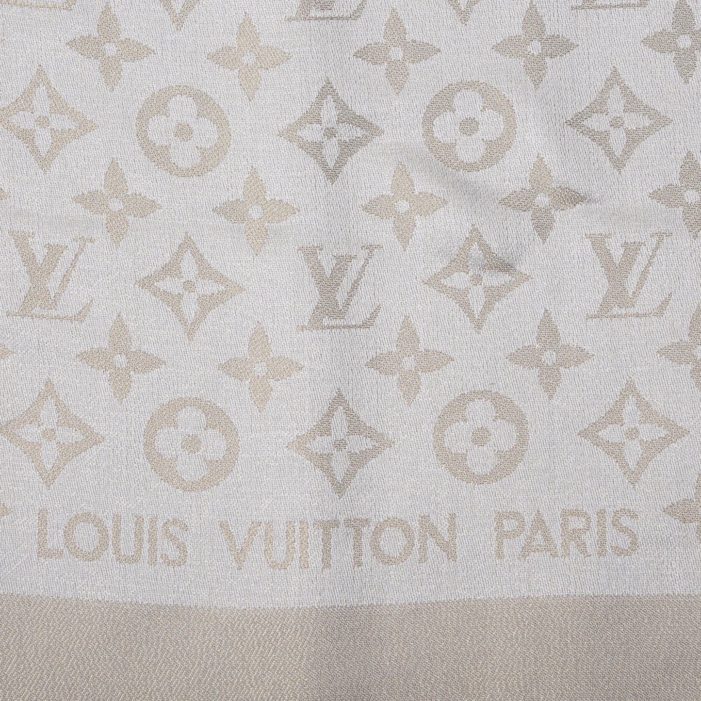 Silk Lurex Wool Monogram Shine Shawl Greige