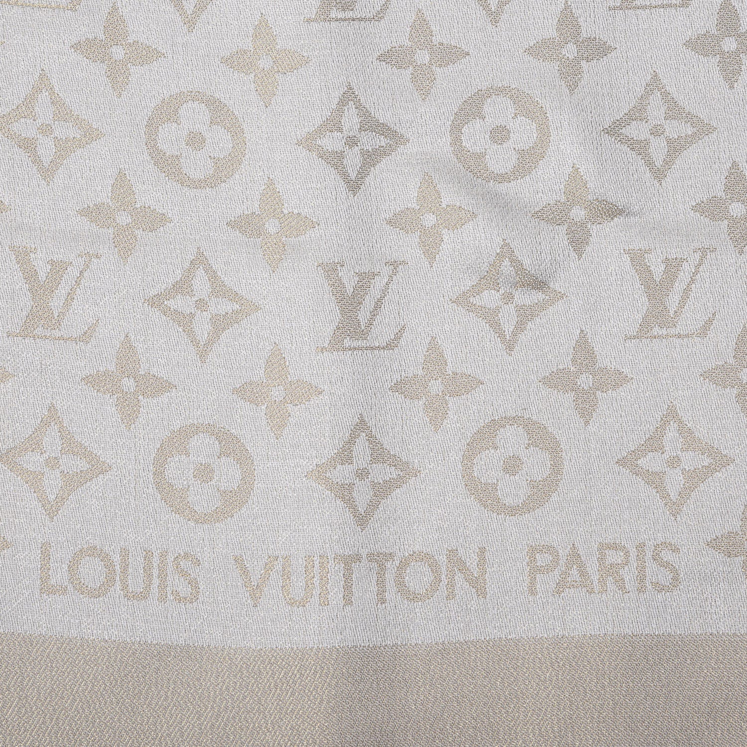Louis Vuitton Silk Lurex Wool Monogram Shine Shawl Greige 2 of 4
