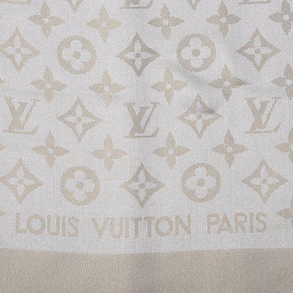 Louis Vuitton Silk Lurex Wool Monogram Shine Shawl Greige 2 of 4