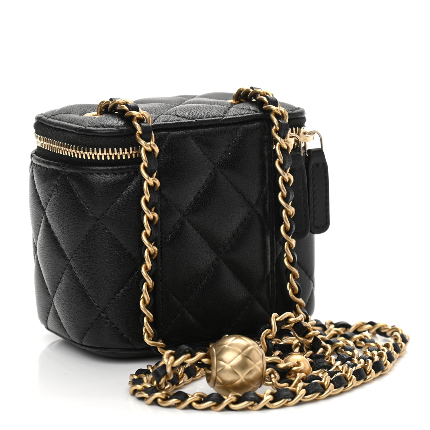 Chanel Lambskin Quilted Mini Pearl Crush Vanity Case With Chain Black 3 of 11