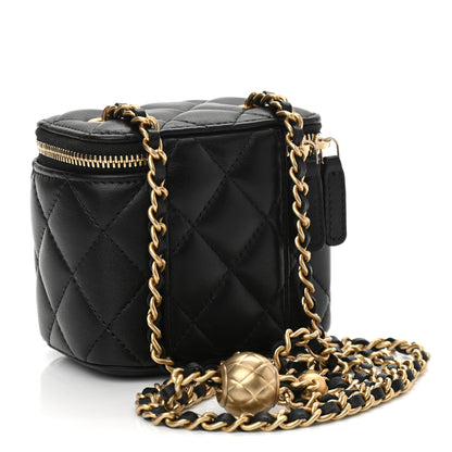 Chanel Lambskin Quilted Mini Pearl Crush Vanity Case With Chain Black 3 of 11