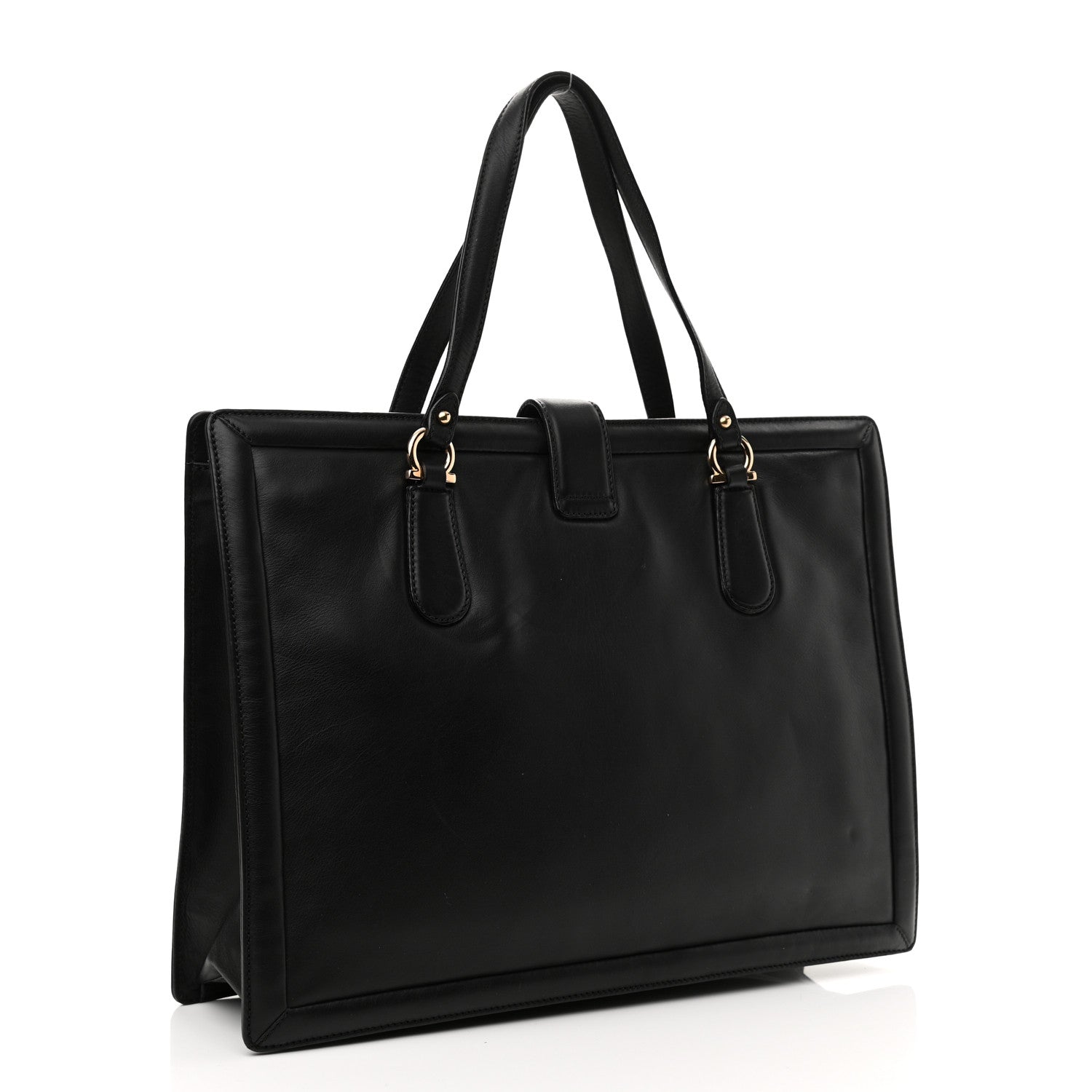 Salvatore Ferragamo Calfskin Gancini Tote Black 3 of 11