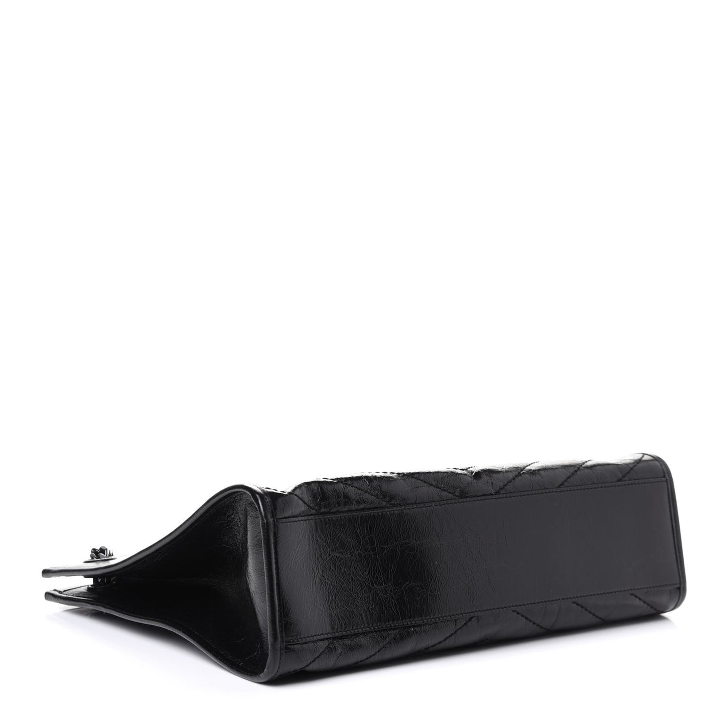 Crinkled Calfskin Matelasse Monogram Large Niki Shopper Tote Black