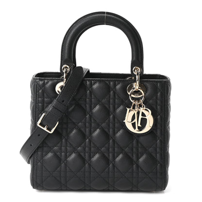 Christian Dior Grained Calfskin Cannage Medium Lady Dior Black 1 of 10