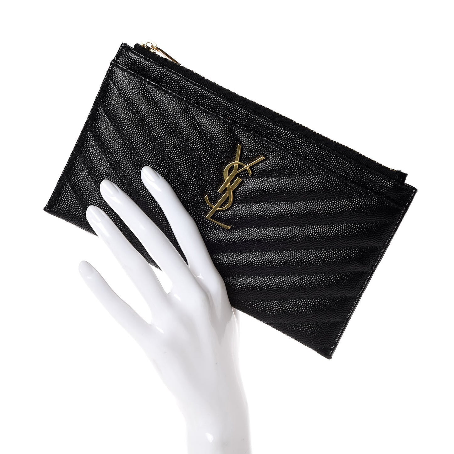 Grain De Poudre Chevron Monogram Bill Pouch Black