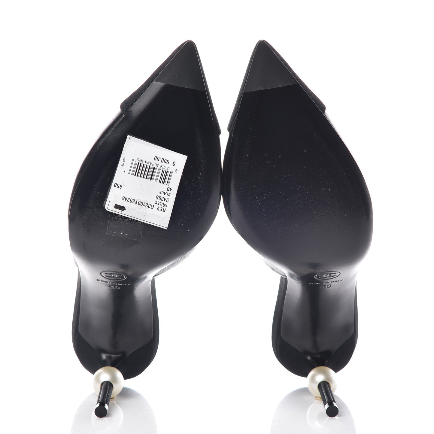 Goatskin Grosgrain Cap Toe Pearl Mule 40 Black