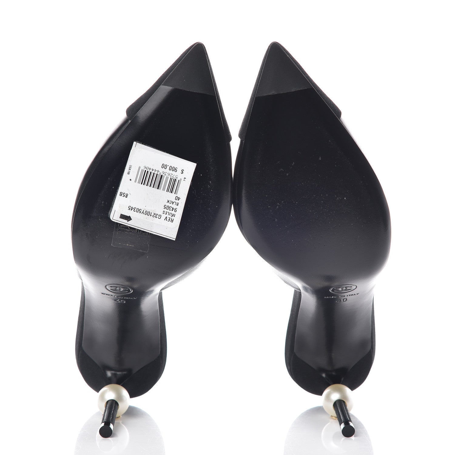Chanel Goatskin Grosgrain Cap Toe Pearl Mule 40 Black 5 of 11