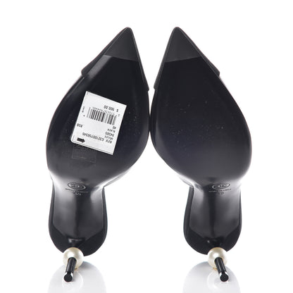 Chanel Goatskin Grosgrain Cap Toe Pearl Mule 40 Black 5 of 11