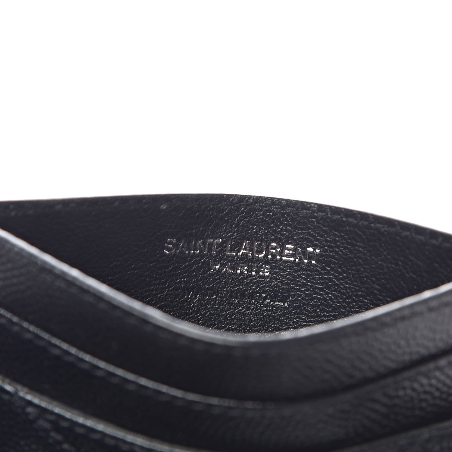 Saint Laurent Grain De Poudre Matelasse Chevron Monogram Credit Card Case Black 6 of 8