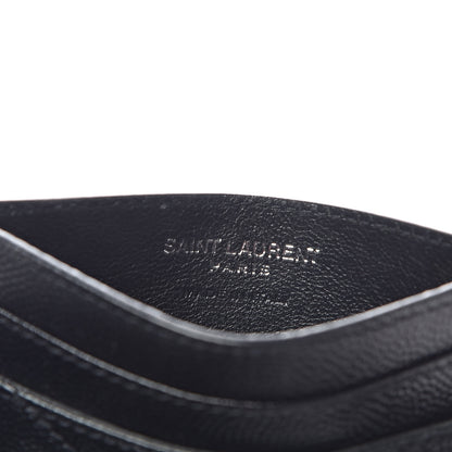 Saint Laurent Grain De Poudre Matelasse Chevron Monogram Credit Card Case Black 6 of 8