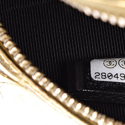 Chanel Metallic Calfskin Crocodile Embossed Cocodile Round Clutch with Chain Gold 9 of 10