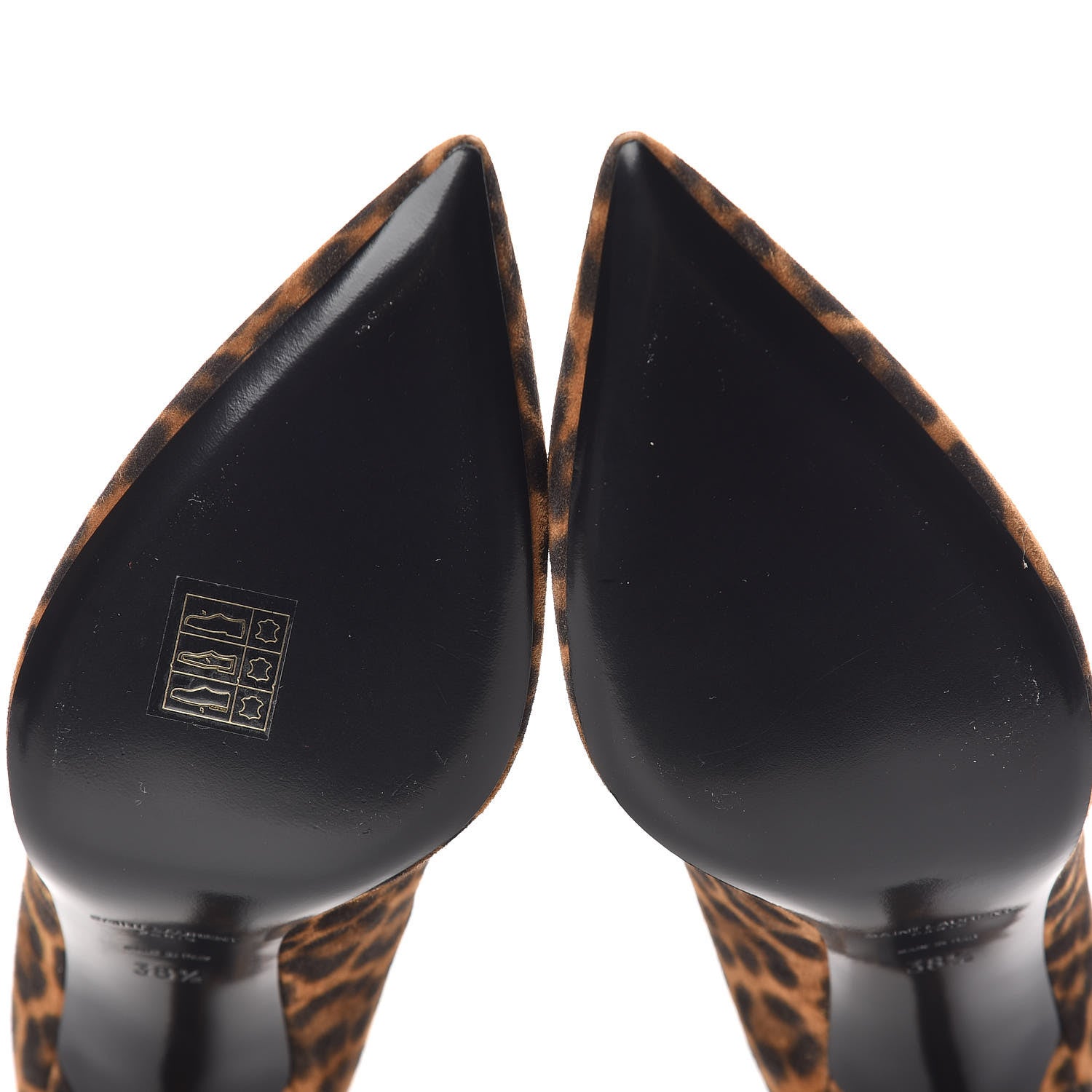 Saint Laurent Suede Leopard Printed Anja Pumps 38.5 Natural Coffee 6 of 9