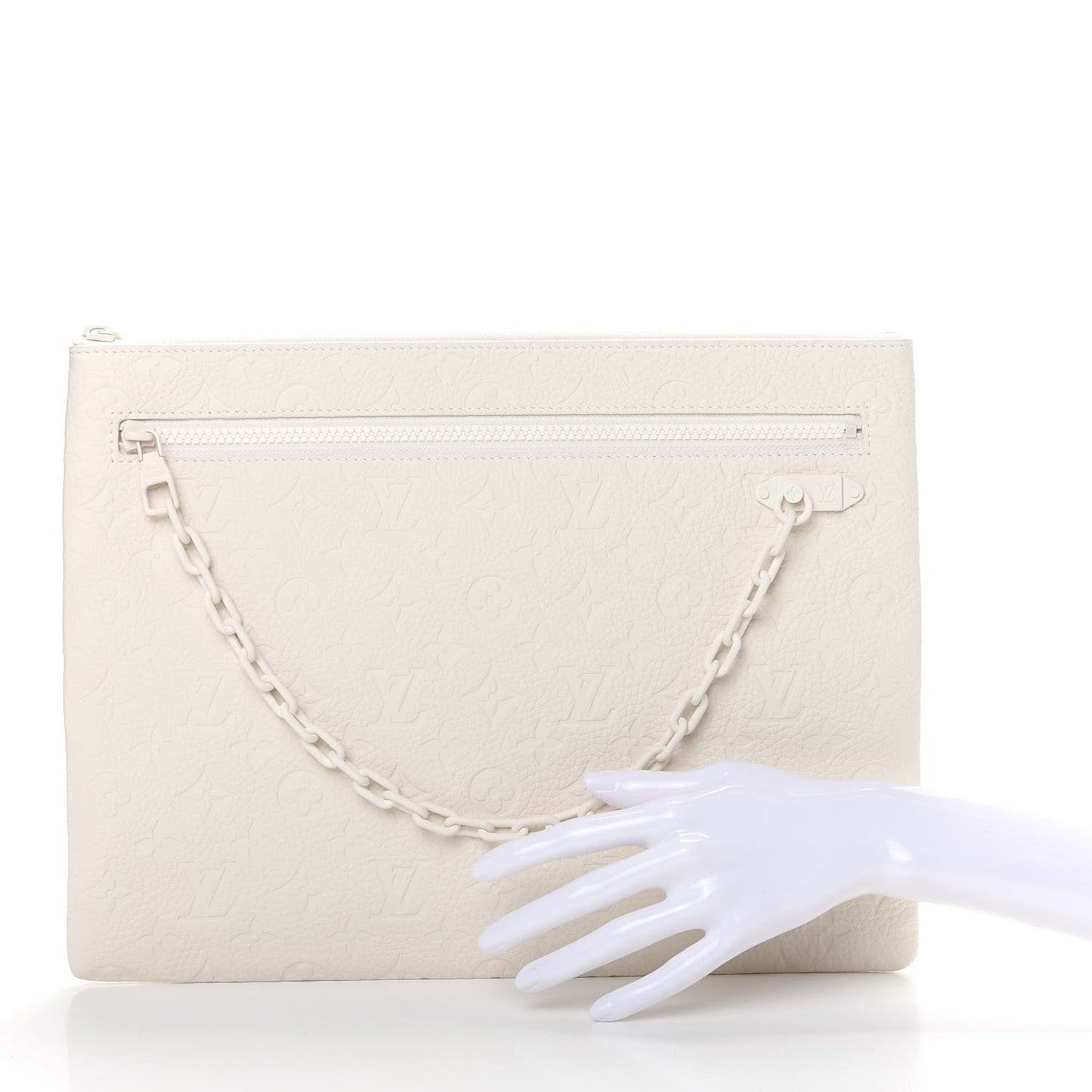 Taurillon Monogram Solar Ray A4 Pouch White