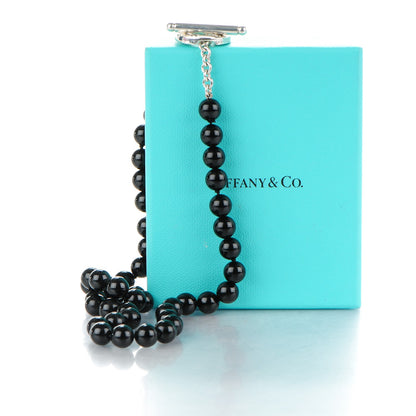 Tiffany Sterling Silver Black Onyx Bead Toggle Necklace 5 of 5