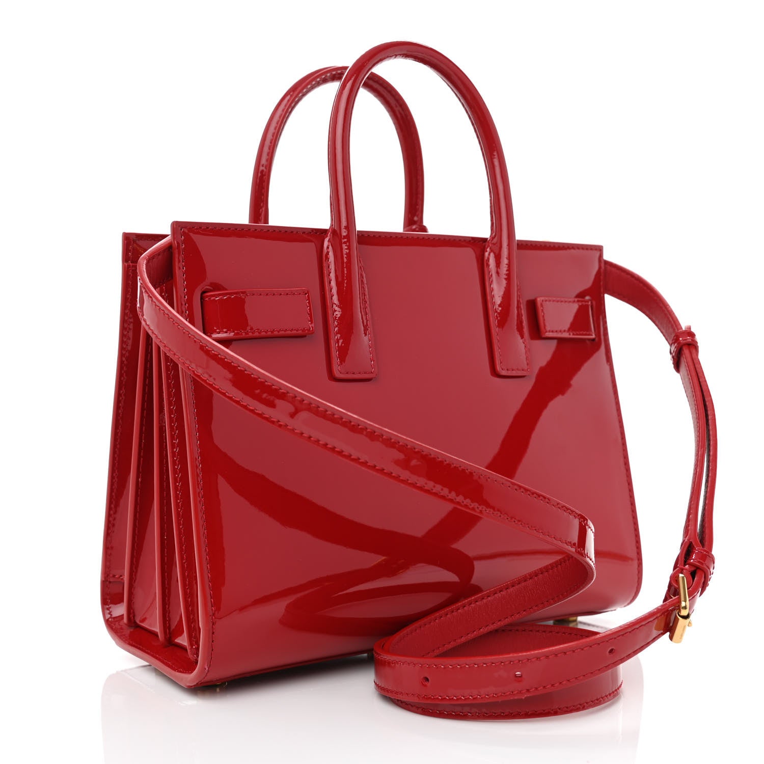 Saint Laurent Patent Nano Sac de Jour Red 3 of 9