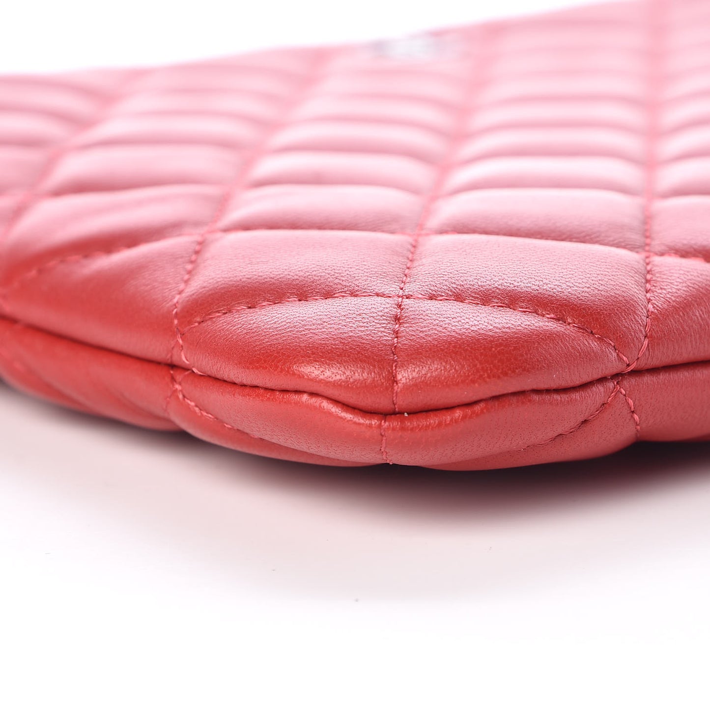 Lambskin Quilted Medium Cosmetic Case Red