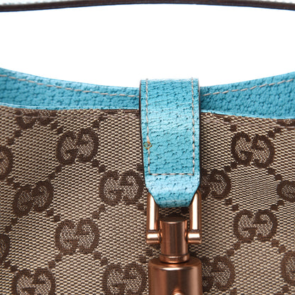 Gucci Monogram Mini Piston Lock Jackie O Hobo Blue 11 of 11